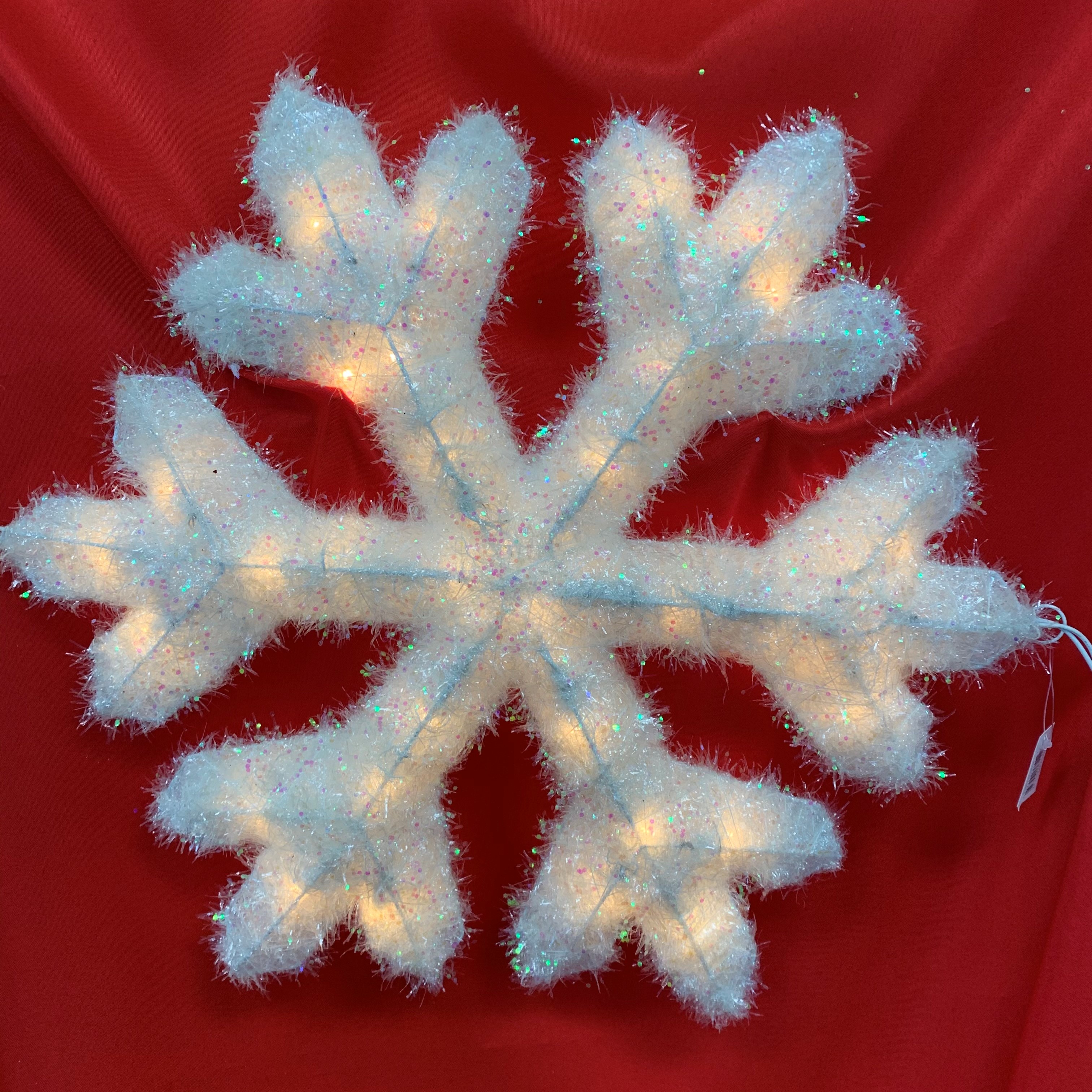 SNOWFLAKE WHITE TINSEL 20IN LIGHT UP